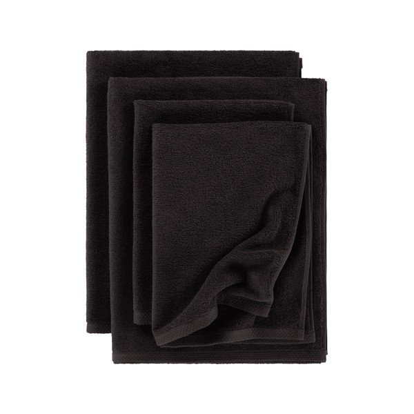 Set di asciugamani per viso e corpo neri in cotone 4 pz Darcy – Jotex