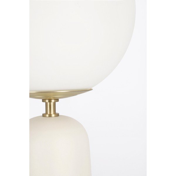 Lampada da tavolo bianca in metallo con paralume in vetro (altezza totale 51 cm) Delphine – Bizzotto-image-4