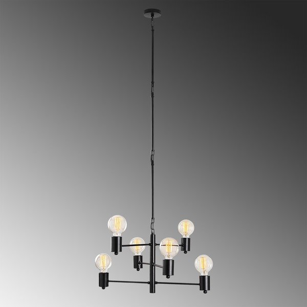Apparecchio a sospensione nero per 6 lampadine Hexa Long - Opviq lights-image-1