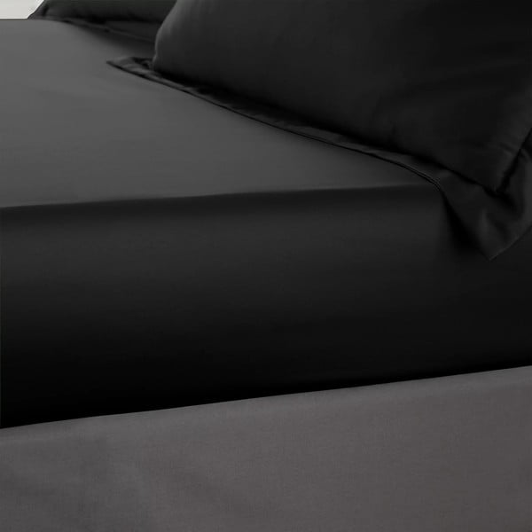 Lenzuolo con angoli nero in raso di seta 135x190 cm Silky Soft – Catherine Lansfield-image-1