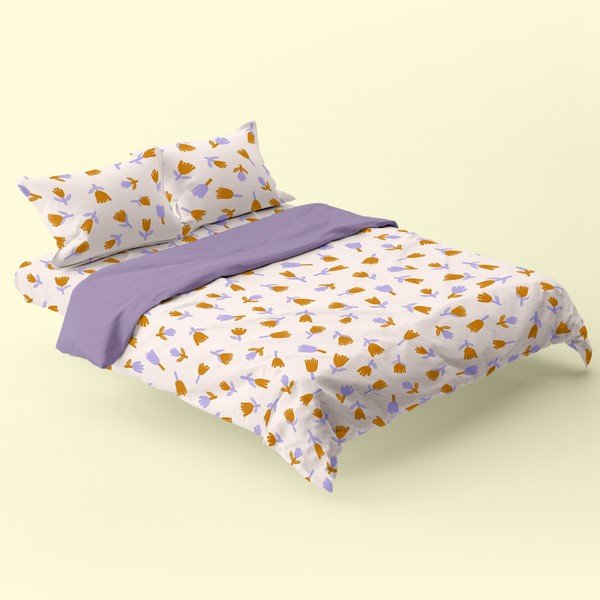 Copripiumino viola e beige per letto singolo 140x200 cm Real love - Aware-image-1