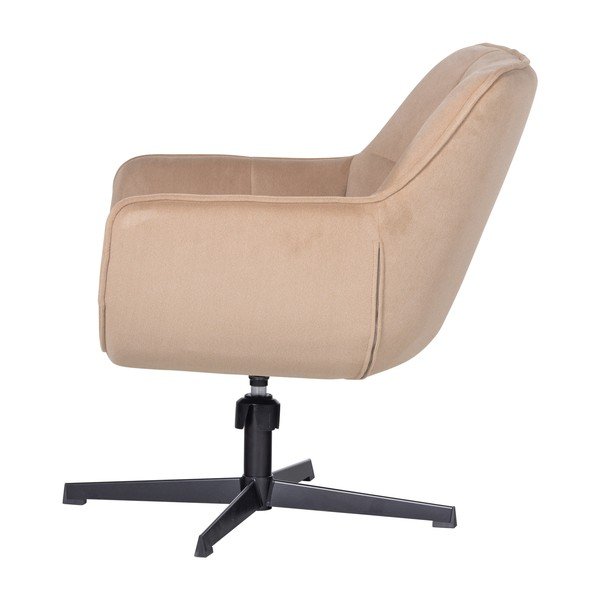 Poltrona beige girevole con rivestimento in velluto Wibo – WOOOD-image-3