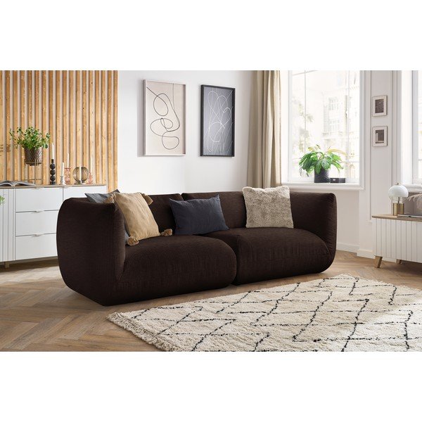 Divano in velluto a coste marrone scuro 260 cm Lecomte - Bobochic Paris-image-1