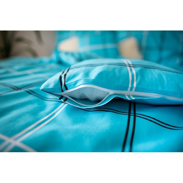Biancheria da letto singola in cotone turchese Dita, 140 x 200 cm Karo - Cotton House-image-2
