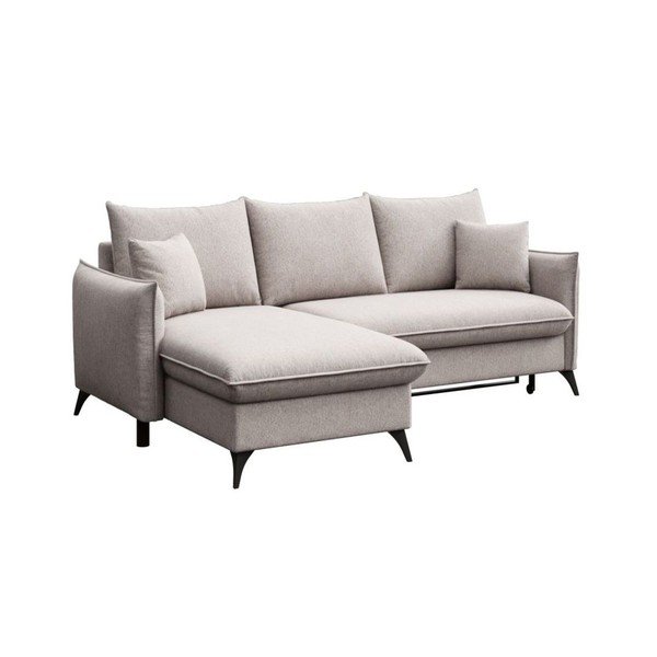 Divano angolare grigio allungabile e con contenitore (con penisola a sinistra e chaise lounge) rivestito in bouclé Brim – Rodier-image-2