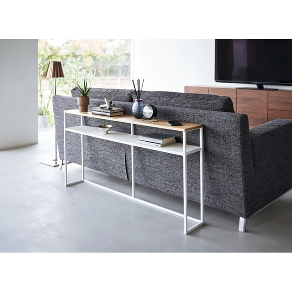 Tavolo consolle bianco/in marrone chiaro con effetto frassino 20,5x126 cm Tower - YAMAZAKI-image-1