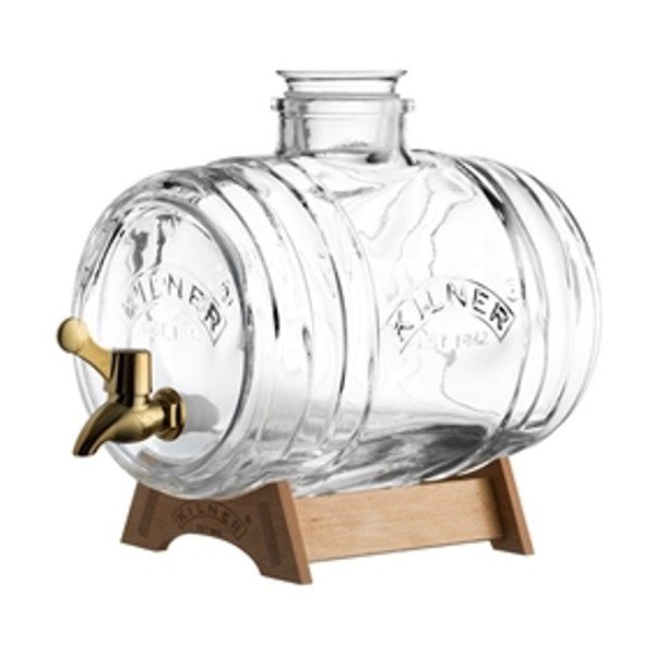 Skleněný soudek s dřevěným podstavcem Kilner, 3,5 l