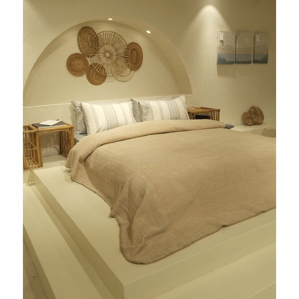 Copriletto beige e crema per letto matrimoniale 200x220 cm Twin - Oyo Concept-image-1