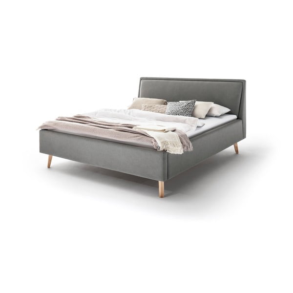 Letto matrimoniale imbottito grigio chiaro con contenitore con griglia 180x200 cm Frieda - Meise Möbel