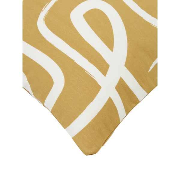 Biancheria da letto singola gialla e bianca in percalle di cotone , 135 x 200 cm Malu - Westwing Collection-image-3