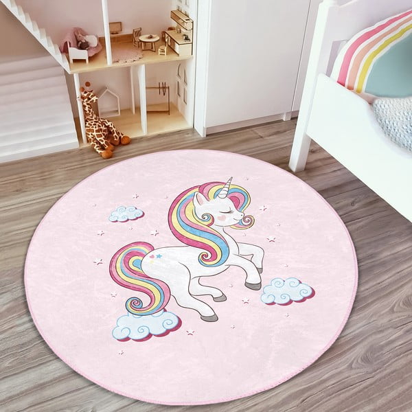 Tappeto rosa per bambini ø 120 cm Comfort - Mila Home-image-1