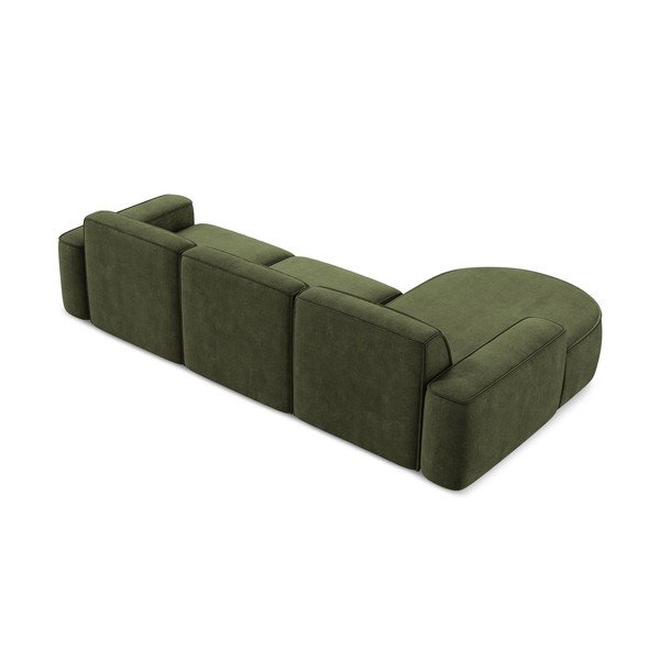Divano angolare verde (con penisola a sinistra/con chaise lounge) con rivestimento in ciniglia Omao – Makamii-image-3