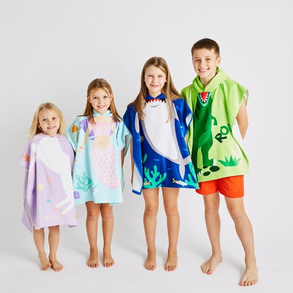 Poncho bambino in cotone blu Shark - Catherine Lansfield-image-4