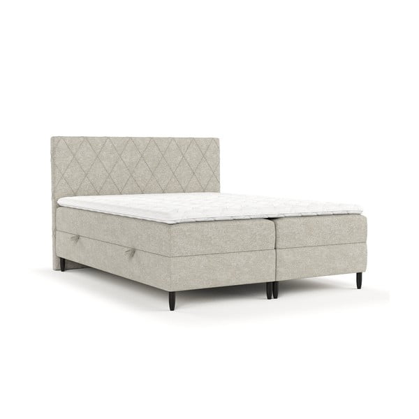 Letto boxspring grigio e beige con contenitore 160x200 cm Gwen - Maison de Rêve