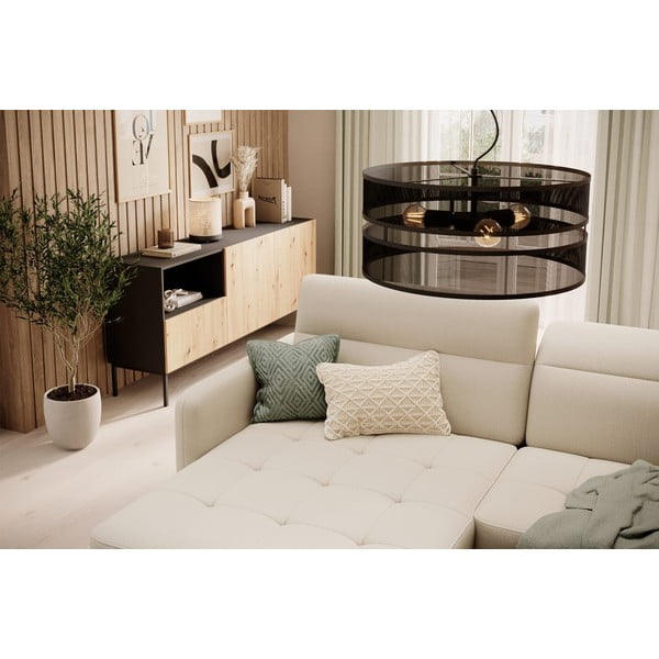 Divano angolare beige allungabile/con contenitore (con penisola a sinistra/con chaise lounge) e rivestimento in velluto Gomsi – ELTAP-image-4