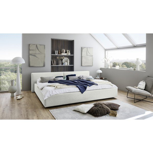 Letto matrimoniale imbottito bianco con contenitore con rete inclusa 200x240 cm Cube – Meise Möbel-image-1
