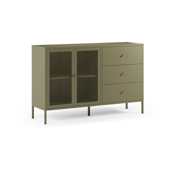 Credenza verde in metallo 140x90x40 cm Fayna – Marckeric-image-4