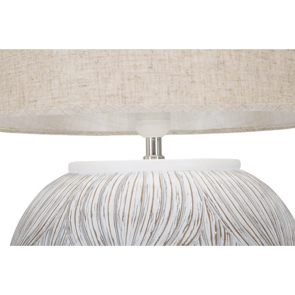 Lampada da tavolo con paralume in tessuto bianco e oro (altezza 59 cm) Atene - Mauro Ferretti-image-2
