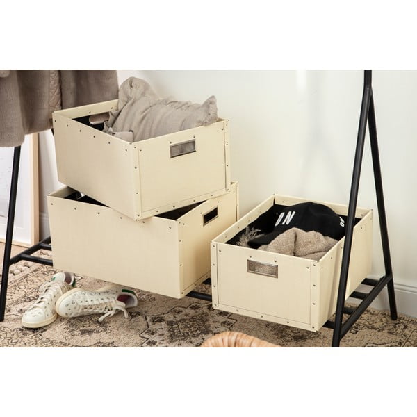 Scatole di cartone beige in set da 3 Ture - Bigso Box of Sweden-image-3