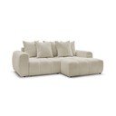 Divano angolare beige allungabile/con contenitore (con penisola a destra/con chaise lounge) con rivestimento in bouclé Roxelane – Bobochic Paris