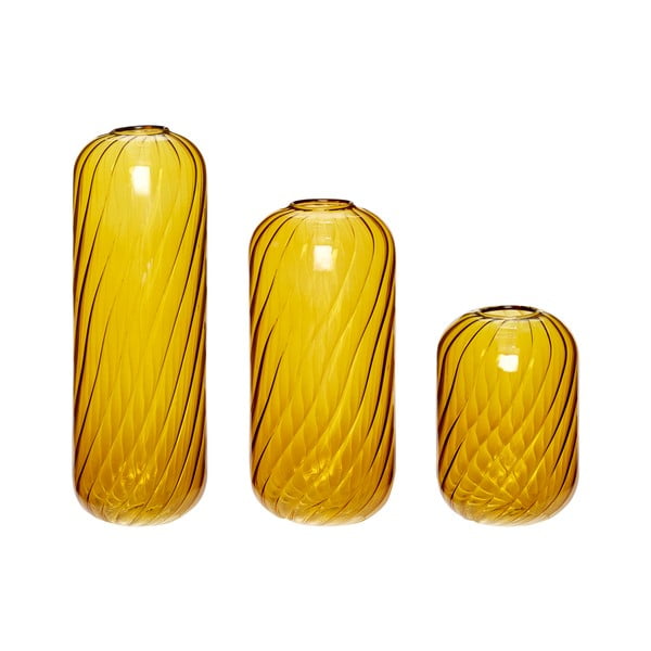 Set di 3 vasi giallo ocra in vetro fatti a mano altezza 20 cm Fleur - Hübsch