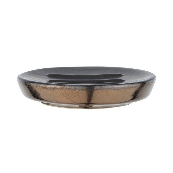 Portasapone in ceramica grigio opaco con dettagli dorati Polaris - Wenko