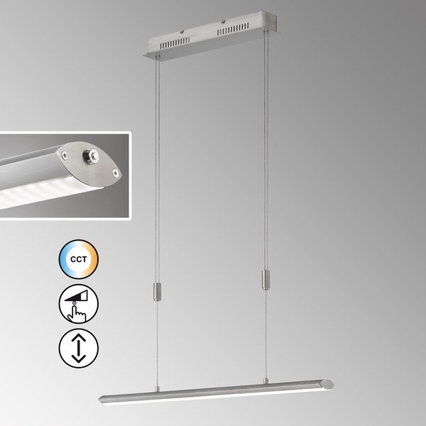 Lampadario con intensità regolabile argentato in metallo Beat – Fischer & Honsel-image-1