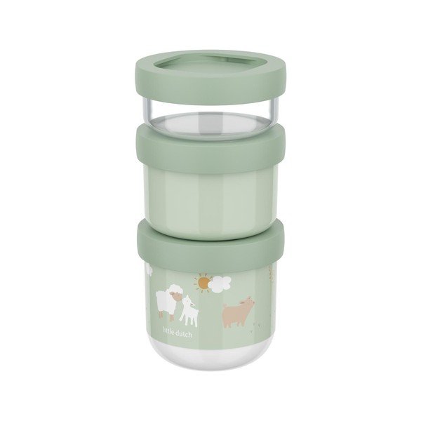 Portapranzo per bambini verde chiaro in plastica 3 pz Little Farm – Mepal