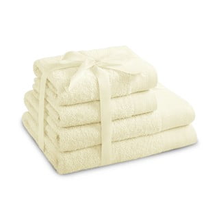 Set di asciugamani per viso e corpo tipo terry color crema in cotone 4 pz Amari – Restilo