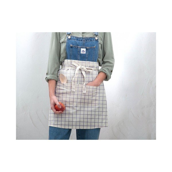 Grembiule a quadri grigio con Delantal in lino Simple Squares - Really Nice Things-image-2