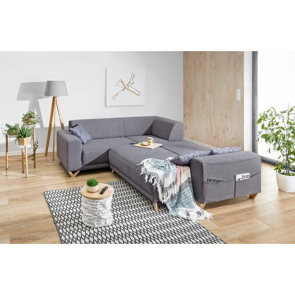 Divano angolare grigio allungabile e con contenitore (con penisola a sinistra/a L) Classy Sophie – Miuform-image-4