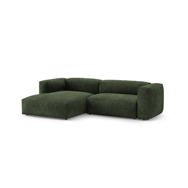 Divano angolare componibile verde allungabile (con penisola a sinistra/con chaise lounge) con rivestimento in velluto – Micadoni -image-4