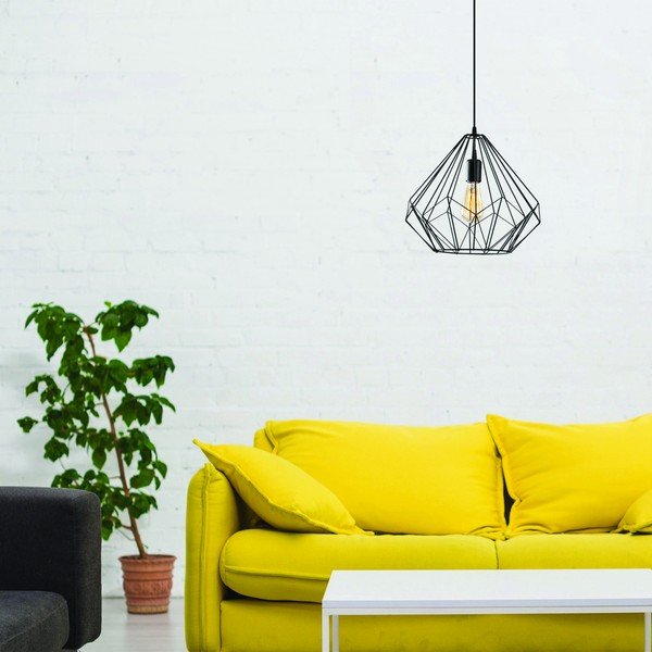 Lampadario nero con paralume in metallo ø 37 cm Diamond – Opviq lights-image-1