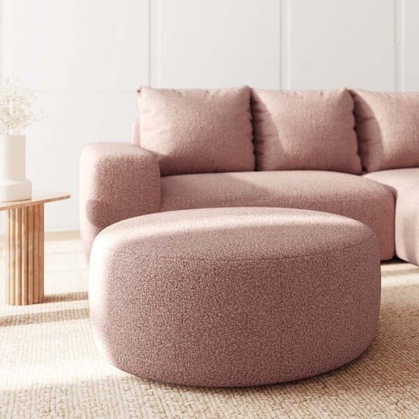 Poggiapiedi rosa rivestito in bouclé Monce – Rodier-image-2