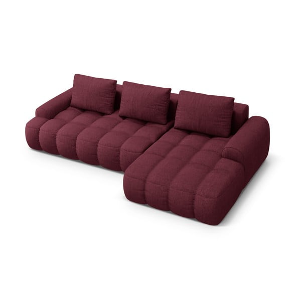 Divano angolare burgundy allungabile/con contenitore (con penisola a destra/con chaise lounge) Linz – Cosmopolitan Design-image-3