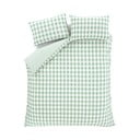 Set copripiumino e federa verde in crêpe per letto matrimoniale e per letto esteso 230x220 cm Seersucker Gingham Check – Catherine Lansfield