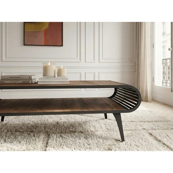 Tavolino da salotto di colore naturale con piano effetto rovere 60x120 cm Billie – Bobochic Paris-image-3