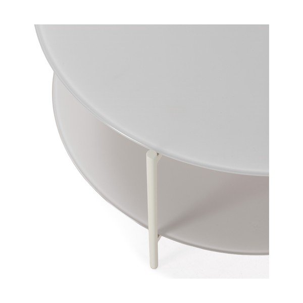 Tavolino da salotto rotondo color crema con piano in vetro ø 83 cm Davi – MOME-image-3