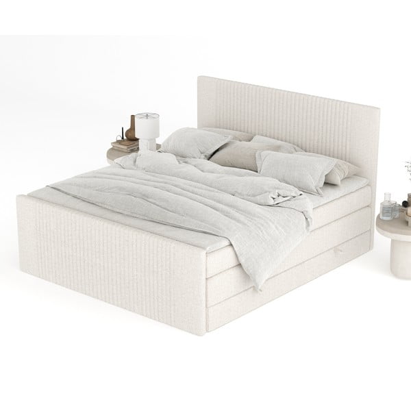 Letto boxspring beige con contenitore 200x200 cm Bergamo – Maison de Rêve-image-4