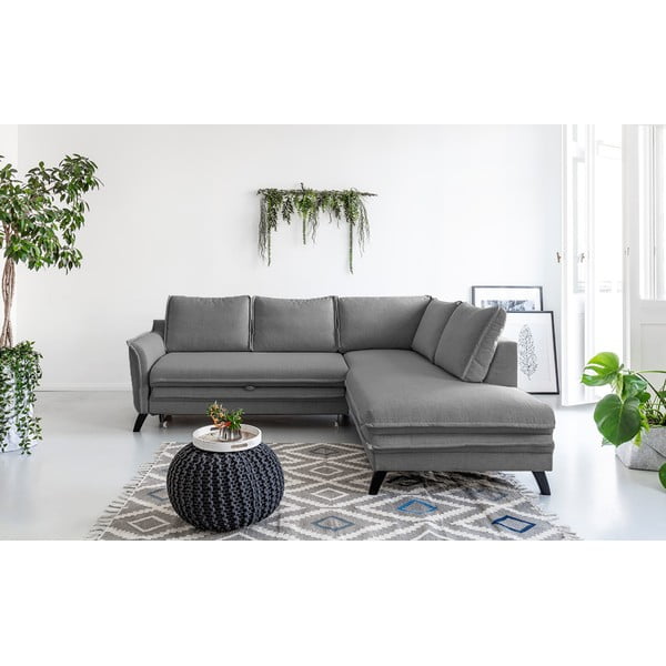 Divano letto angolare grigio L, angolo destro Charming Charlie - Miuform-image-1
