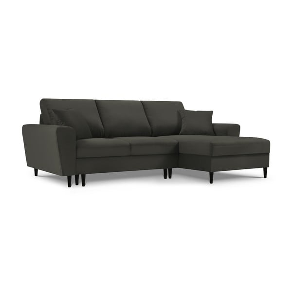 Divano angolare nero allungabile e con contenitore (con penisola a destra/con chaise lounge) con rivestimento in velluto a coste Kyoto – Cosmopolitan Design-image-4