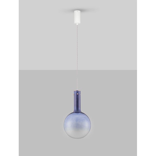 Lampadario LED blu in vetro con intensità regolabile ø 25 cm Nostos – Nova Luce-image-3