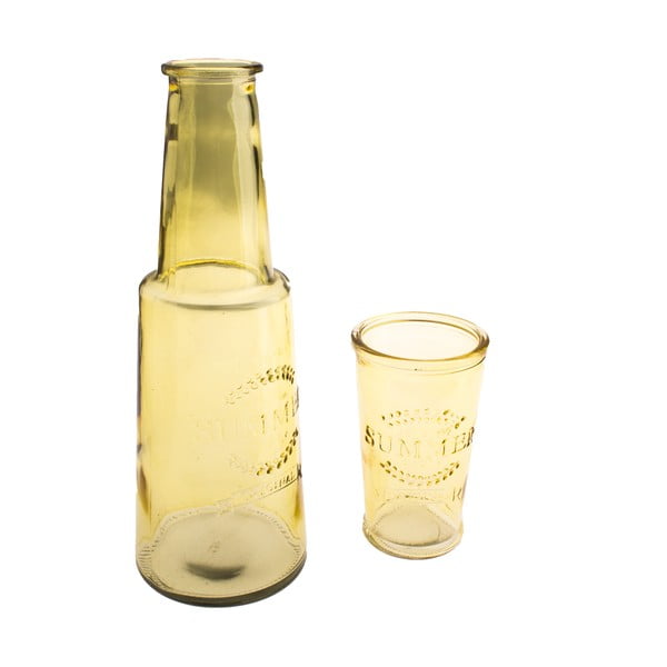 Caraffa in vetro giallo con bicchiere, 800 ml - Dakls