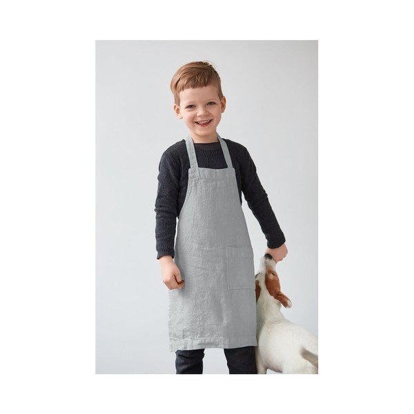 Grembiule da bambino in lino grigio, 67 x 57 cm Light Grey - Linen Tales-image-1