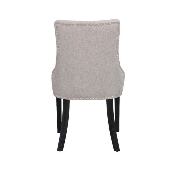 Sedia da pranzo imbottita grigio chiaro con gambe nere Vicky - Rowico-image-3