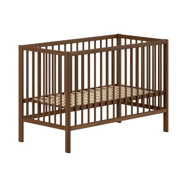 Lettino marrone in faggio massiccio con altezza regolabile 60x120 cm Dino – Vipack