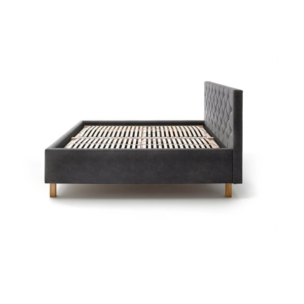 Letto matrimoniale imbottito grigio scuro con contenitore con rete inclusa 180x200 cm San Remo – Meise Möbel-image-4