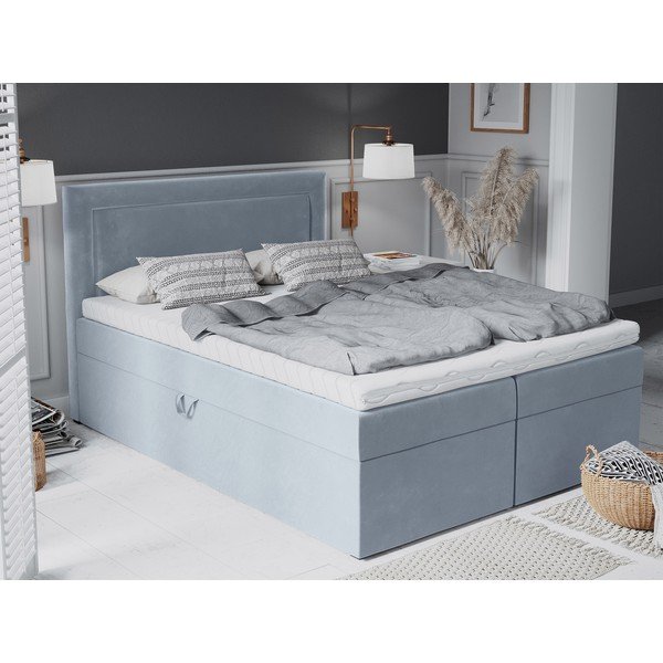 Letto boxspring azzurro con contenitore 180x200 cm Yucca - Mazzini Beds-image-1