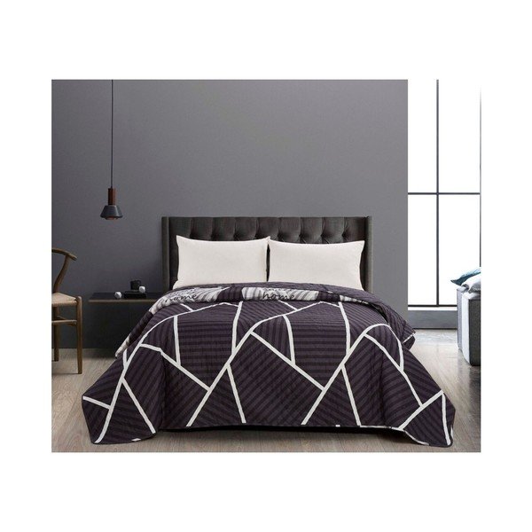 Copriletto bifacciale nero in microfibra Catmint, 170 x 270 cm - DecoKing