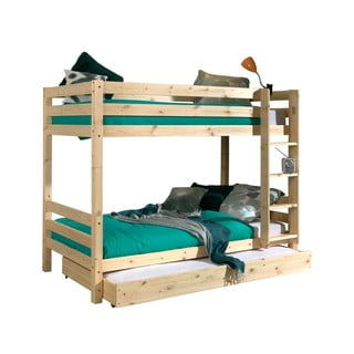 Letto a castello in legno di pino con contenitore in colore naturale PINO - Vipack